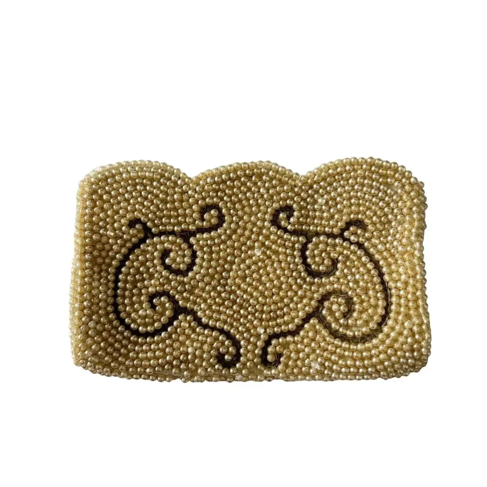 Vintage 1950s Beaded Clutch Scroll Design